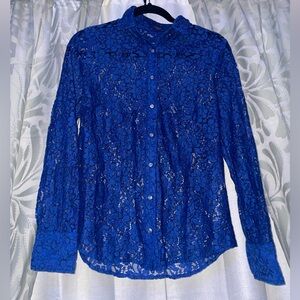 J Crew Blue Lace Button Up